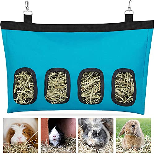 Namvo Bolsa de alimentación de heno para conejos, almacenamiento de comedero de heno para conejillos de indias, heno de alimentación colgante para animales pequeños, tamaño grande, tela Oxford 600D,