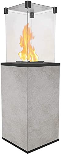 Kratki - Gaskamin Peto Mini | 4-8,2 kW | 1366 x 427 mm | Oxide Grau | Gartenkamin mit manueller Bedienung | Flüssiggas | Gaskamin für Terrasse, Garten