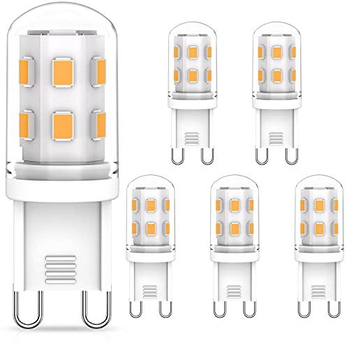 Cxyemt G9 LED Light Bulbs 2W Equivalent to 20W Halogen Bulb Warm White 2700K Mini Energy Saving Lamp, AC 220-240V, Non Dimmable, Non Flicker, 5 Pack