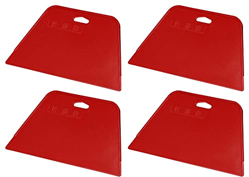 sourcing map Plastic Scraper Putty Spatula Spreader Smoothing Tool for Paint Wall Treatment Windshield 7.7 Red 4Pcs