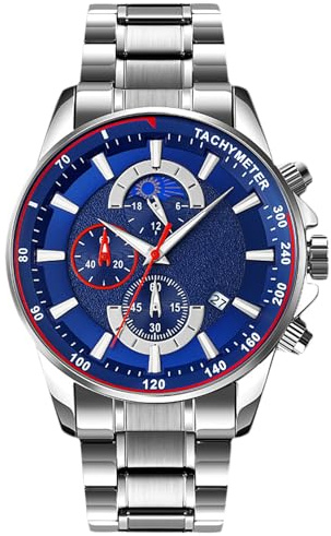 rorios Herren Uhren Wasserdichter Analog Quartz Uhren mit Edelstahl Armband Sport Herrenuhr Mode Chronograph Uhren für Männer