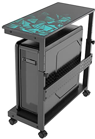 EUREKA ERGONOMIC Höhenverstellbarer Computer Tower Ständer, ATX-Gehäuse CPU Halter PC Ständer, unter Schreibtisch Drucker Cart mit Rollen und Maus Pad, Schwarz