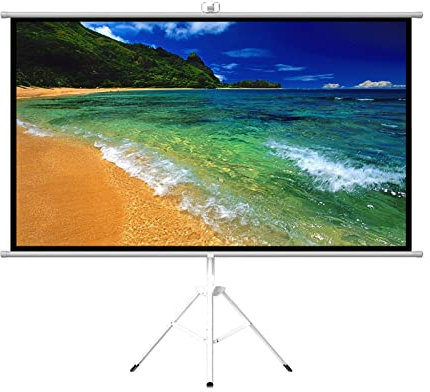 TINOWN Projector Screen Stand/Hang 30-72 Inch 4:3/16:9 Foldable Screen Portable Projector Screen Hanging for Home Cinema Projector Projector Screen with Stand Wrinkle Free Projector Tripod Manual Hang