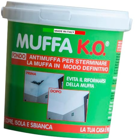 Eurocali Muffa KO Tecnostuk lt.1 Fondo Antimuffa per Muri Made in Italy - Ecologico e Traspirante, Stermina e Previene la Muffa