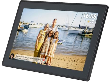 Denver PFF-1515B - Cornice digitale Wi-Fi - Schermo touch screen Full HD IPS da 15,6 pollici, software FRAMEO integrato, condivisione wireless, spegnimento notturno automatico, memoria da 16 GB, nero