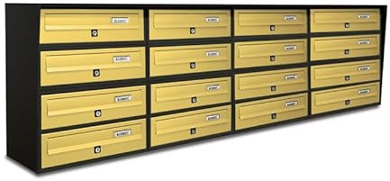 ALUBOX SLIM Cassette Postali Condominiali 16 Posti 50X154,5X30 Cm In Lamiera Zincata E Alluminio Cassetta Postale Da Esterno Condominiale Sistema Anti Prelievo Resistente All'Acqua (ANTRACITE BRONZO)