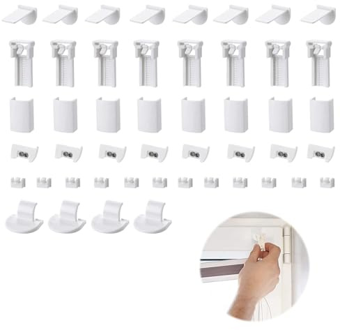 0XBIT 8 Sets Plissee Halterung, Verstellbares Klemmgerät, Ersatzteile, Klemmfix Kein Bohren Oder Schrauben Erforderlich, Für Jalousien und Fenster