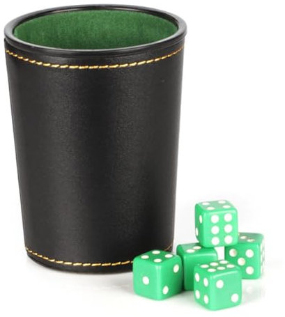 Qizeroty PU Leder Würfelbecher, Rotes Filzfutter Würfel Shaker Becher Mit 5 Würfeln Shaker Becher Set, Leise Beim Schütteln Würfelbecher Für Bar Entertainment Party Würfelspiele