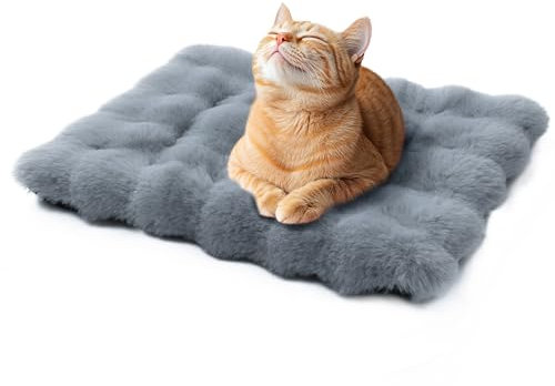 Mora Pets Katzendecke für Katzen Katzenkissen Flauschig Katzenbett Waschbar und rutschfest Katze Decke Warme Kuscheldecke für Kleine Mittelgroße Grosse Katzen Grau 56 x 35.5 cm