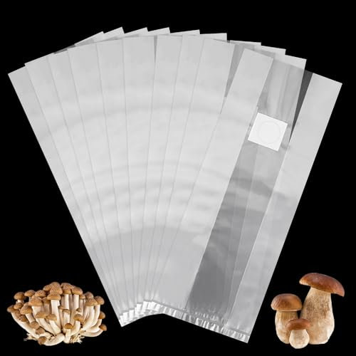 Riisoyu 20 Pack Mushroom Grow Bags, 32 x 50cm Mushroom Spawn Bag with Vents Autoclavable Mushroom Growing Bag with Filter Plant Grow Bags for Mushrooms Mushrooms Grains