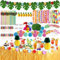 AQXONG 145 Pcs Hawaiano Luau Falda de Mesa Set de Decoración, Fiesta Hawaiana, Decoración para Tarta con Flores Hawaianas de Hoja de Palma, Playa de Verano y Fiestas Temáticas Hawaianas