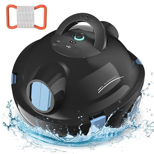 Poolroboter, kabelloser Poolsauger, Dunkelgrau Y10 Schnurloser Roboter-Poolreiniger, automatischer, leistungsstarker Poolsauger, 90 Minuten Laufzeit, selbstparkend, ideal für Flache