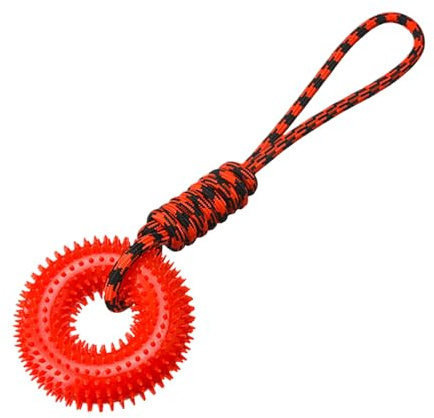 Genérico Juguete para Perros Que Chilla | Anillo con Pinchos Anti Estrés,Anillo para Morder con Cuerda para Perros Fuertes para Jardín Parques Y Exterior