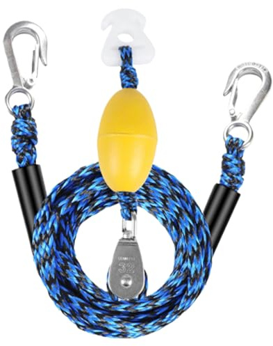 Cuerdas de esquí acuático: correa de remolque con clip de conexión rápida, fuerte fuerza de tracción para hasta cuatro conductores. Equipo de esquí acuático fiable para tuberías, wakeboard, aventuras