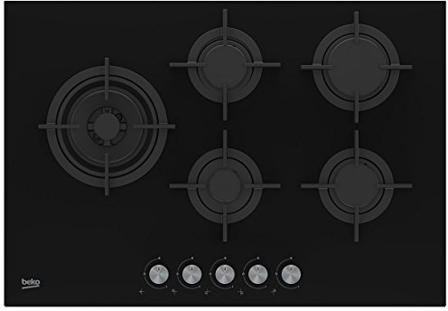 Beko Hill 75222 S Incasso piano di gas nero piano cottura – piastra (incasso, piano di gas, Vetro, Nero, in ghisa, 1000 W)