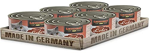 Leonardo Cibo umido [6x200g Ricco di fegato] | Cibo umido senza cereali per gatti | Alimento completo umido in lattina