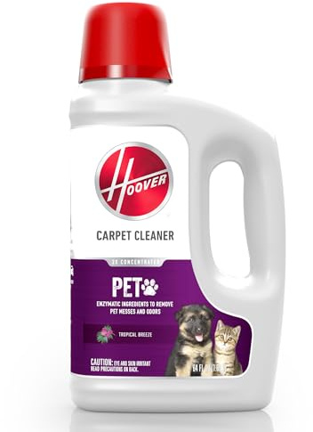 Hoover Pet Carpet Cleaner Solution, 64 oz., Tropical Breeze Scent, Deep Cleaning Carpet Shampoo Solution, Eliminates Urine Stains and Odors, Pair with Hoover Carpet Cleaner Machine