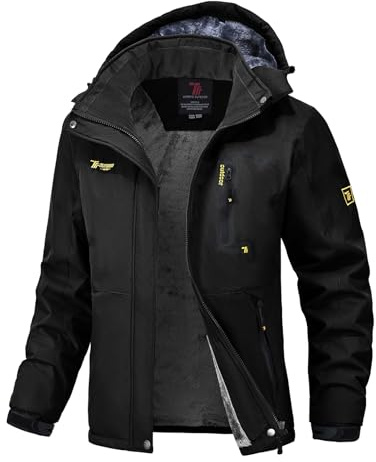 donhobo Veste Polaire pour Femme - Imperméable - Respirant - Épais - Coupe-Vent - Veste Fonctionnelle d'extérieur avec Capuche Amovible - Noir - L