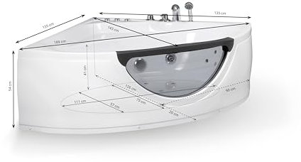 SPALINA TASMANIE JETS - Bañera de hidromasaje con ojo de buey L. 135 x l. 135 cm
