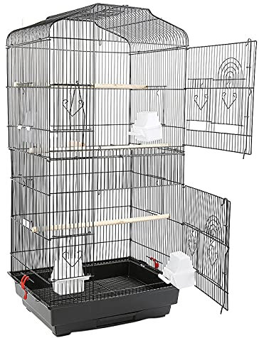 Gabbia Voliera per Uccelli Pappagalli Inseparabili Calopsite Parrocchetti con Tetto Apribile da Appendere in Metallo (46 * 36 * 92 cm (bianco))