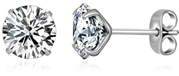 G23 Titanium CZ Stud Earrings for Sensitive Ears, Titanium Cubic Zirconia Stud Earrings for Women