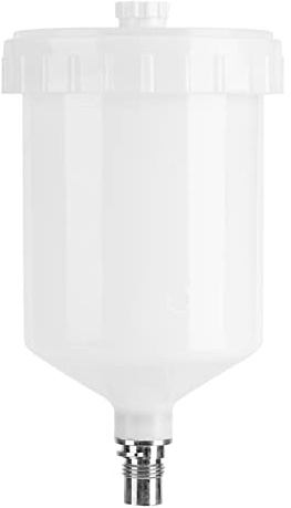 TOPINCN Pot de Tasse de Pistolet Pulvérisateur, Pot de Pression de Peinture en Plastique de 600 ML avec Connecteur Fileté Mâle