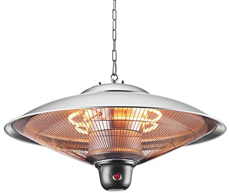 LITECRAFT 2000 Watt LED Ceiling Pendant Halogen Element Radiant Patio Heater - Silver