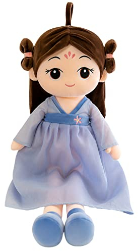 ISAKEN Flicka tygdocka med kläder och hår, prinsessa ragdoll mjuk leksak designdocka mjuk fylld leksak plysch mjuk leksak dekoration för småbarn som födelsedagspresent