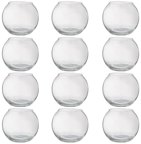 Ashland 3.5” Glass Rose Bowl - Glass Storage Container for Candles, Floral Arrangements, Decoration, and Arts & Crafts - Bulk 12 Pack