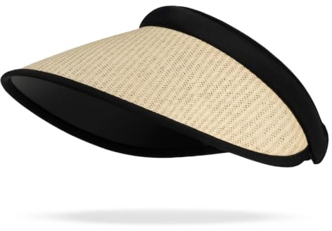 CLAPE Casquette Visiere Femme à Large Bord Visières de Soleil UPF50+ UV Protection Sun Visor Cap Chapeau de Soleil D'été Paille Outdoor Golf Tennis Hat Black KD09