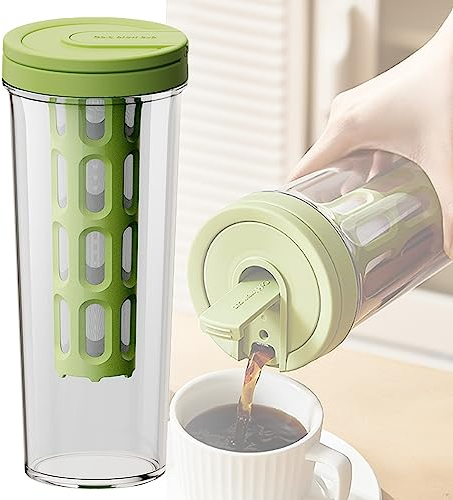 HNJZX Cold Brew Coffee Maker and Ice Tea Brewer Pitcher, Beverage Cooler Large Capacity Teapot with Mesh Filter 1L(35oz) (Green)