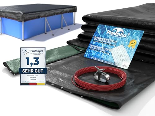 Planenfux® Copertura invernale rettangolare per piscine 400x200 cm | Telo 2-in-1 in PE 200g/m² | Protezione solare UV per estate & inverno | 460x260 cm Copertura invernale per piscina