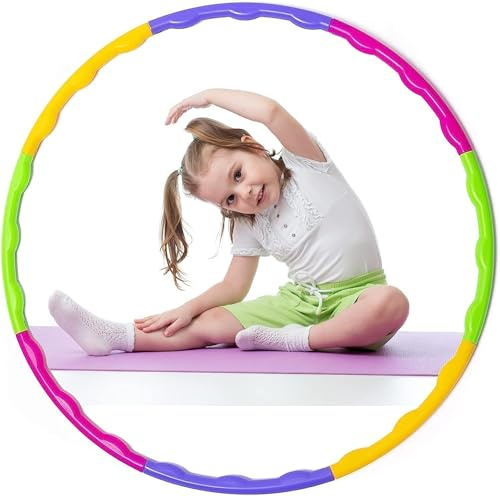 RAYMSTER Kids Hula Hoop - (8Pc) Detachable, Adjustable Plastic Hoola Hoops Ring - Ideal for Dancing, Playing Sports, Games, Swimming & Pet Training - Weight Loss Fitness & Equipment