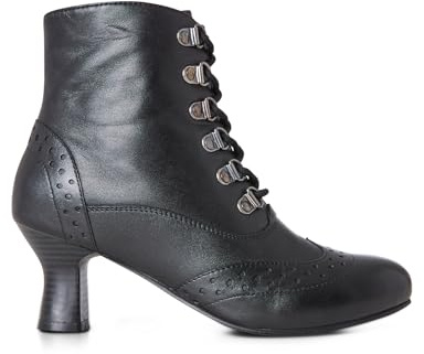 Joe Browns Botines de tacón con Cordones de Cuero con Detalles de Brogue, Botas Cortas al Tobillo Mujer, Black, 37 EU Ancho