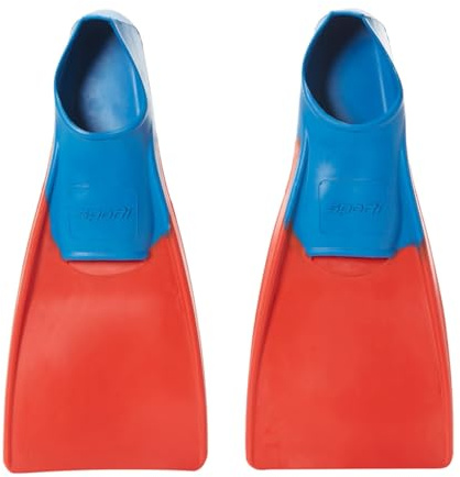 Sporti Adult-Kids Short Swim Fins, Floating Fin for Swimming & Snorkeling, Swim Flippers for Training - RedBlue - Little Kid 13-1