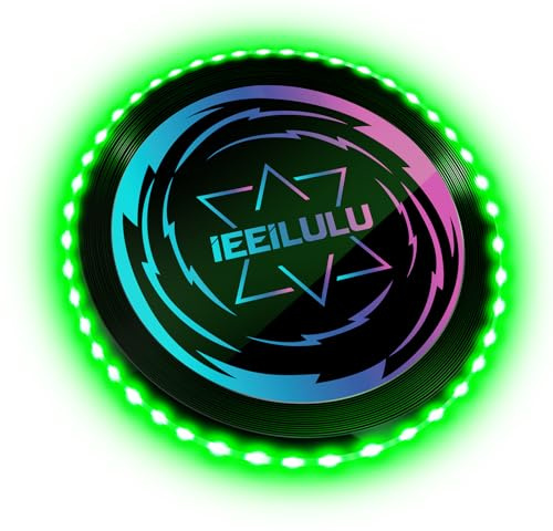 IEEILULU Ultimate Frisbee, Disco da Lancio, Disco Volante Illuminato con 49 LED, Riutilizzabile, Frisbee da Competizione Funsport per Adulti Bambini Spiaggia Prato Ricreativo (Green)