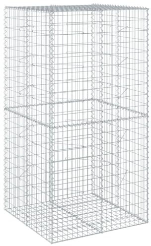 vidaXL Gabionkorg med skydd 100x100x200 cm galvaniserat järn, gabionkorg, stenmur, gabionmur, gabionkorgar, stenmurar, gabinmurar, gabionvägg