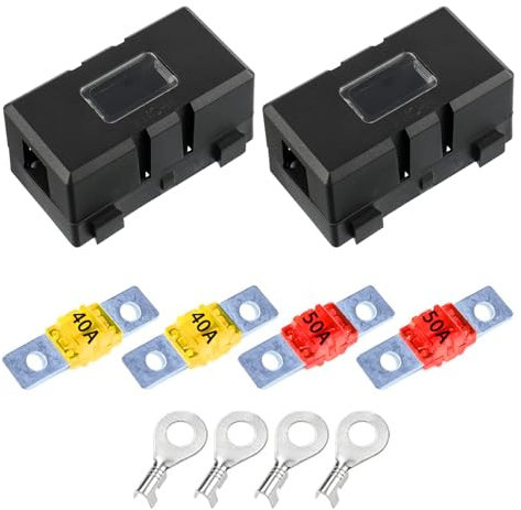 ANS Auto-Sicherungshalter Midi, 2 Stück 40A/50A Mega Sicherung, 4 Stück Terminal für Auto, Boot, Suv, LKW