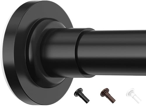 Yeabett Gardinenstange Ohne Bohren, 48-119.4cm Duschvorhangstange Teleskopstange Klemmstange für Gardinen, Vorhangstange Schwarz