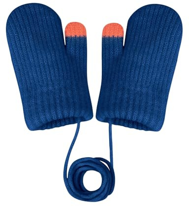 Becellen Bebé Guantes con Cuerda, Invierno Protección Fría Manoplas Punto Gruesos Colorful Cálidos Guantes Bebé Forro Polar Elásticas Manoplas para 0-3 Años Niños Niñas