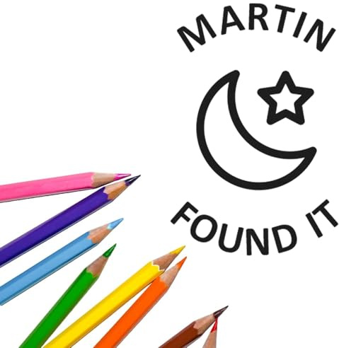 Self-Inking Moonlit Discovery Geocaching Log Stamp - Small Geocache Stamp for Easy Press & Print Stamping, Geocache Name, 3/4 Size, Available in 11 Vibrant Ink Colors for Solo Explorers