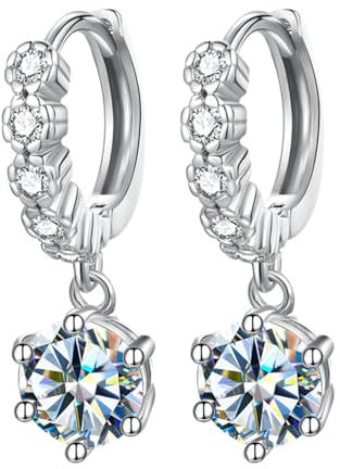 Moissanit-Ohrringe für Damen, Diamantohrringe, 18 Karat, 925er-Sterlingsilber, Diamantohrringe, Brautohrringe für Hochzeit, Moissanit, baumelnde Ohrringe, Diamantohrring für Damen, Stein, Moissanit