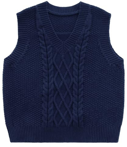 Happy Cherry Neonate Maglione Cotone di Maglia Gilet per Bambini Mantieni Caldo Primavera Autunno e Inverno Blu Marino 18-24 Mesi
