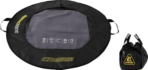 Cressi Quickchanging Mat Black/Yellow-Cómoda Alfombrilla Higiénica con Goma Antideslizante, para Cambiarse de Ropa, Actividades Acuáticas, Piscina, Gimnasio y Playa, Negro/Amarillo, Ø 70cm