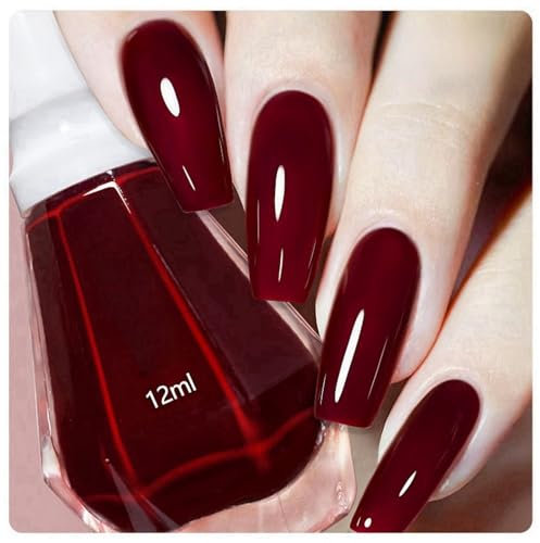 Quick-Drying Cherry Red Nail Polish - 12ml, Durable, Environmentally Friendly and Low-Odor for DIY Nail Art at Home