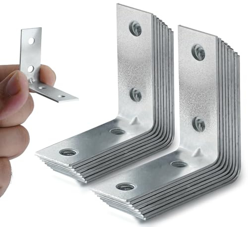 Vinkelfästen Hörnfäste för trä | 25 mm x 25 mm x 13 mm | galvaniserade stålfästen med skruvar för fixering och reparation av möbler, hyllor, fönster och skåp (38 mm x 38 mm x 15 mm, 16, räkna)