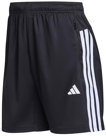 adidas Men's Workout Essentials Base 3-Stripes Pique Short 9Inch Shorts, Black/White, XL Tall