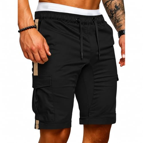 Geagodelia Short Cargo Homme Chino Bermuda Décontracté | Short Tactique d'été pour Homme, Doux et Respirant, Taille Élastique Cordon de Serrage, Tenue Randonnée Plage et Camping