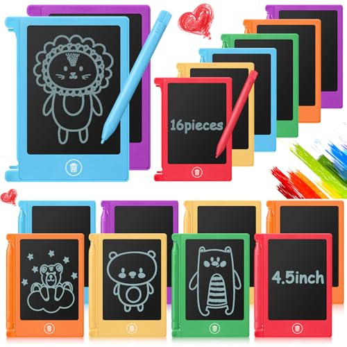 Nezyo 16 Pack 4.5 Inch Mini LCD Writing Tablet for Kids,6 Colors