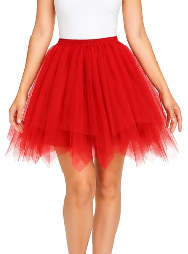 JClorix Tutu en Tulle Court Petticoat Mini Jupe Taille Élastique pour Femme – Carnaval Halloween Mariage Danse Cosplay Rockabilly Party Soirée Jupon Festif
